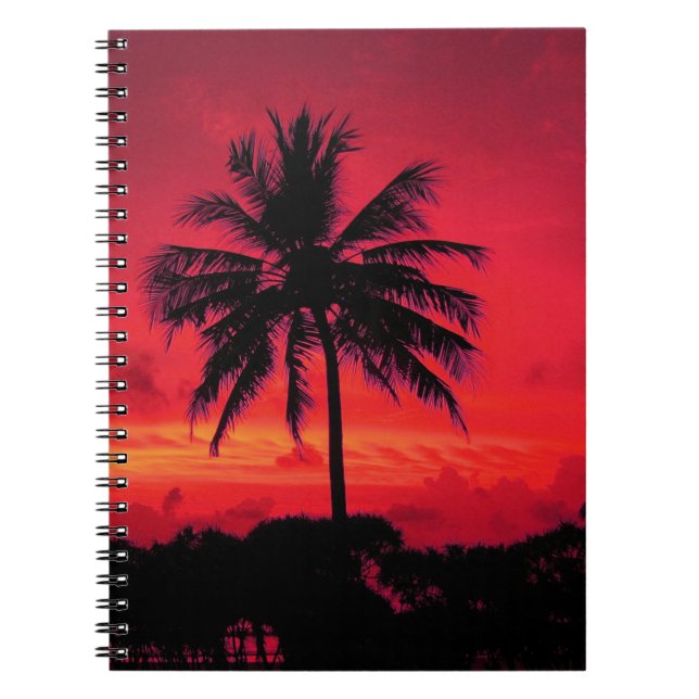 Caderno Espiral Palmeiras Exóticas Vermelhas Havaianas Sunset (Frente)