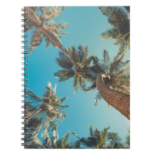 Caderno Espiral Palmeiras no vintage tropical da praia