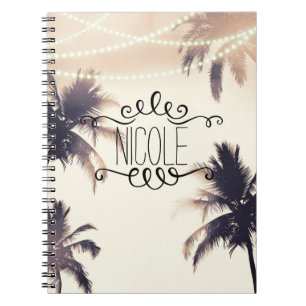 Caderno Espiral Palmeiras Tropicais & Luzes Creme Sonho