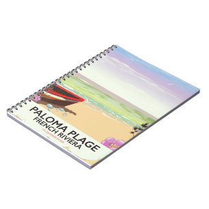 Caderno Espiral Paloma Plage, poster de viagens francês da Rivier