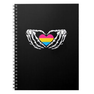 Caderno Espiral Pan Pride Skeleton Halloween Gótico Heart