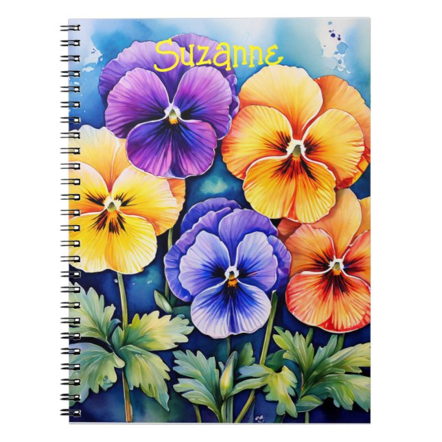 Caderno Espiral Pancas de aquarela personalizadas (Frente)