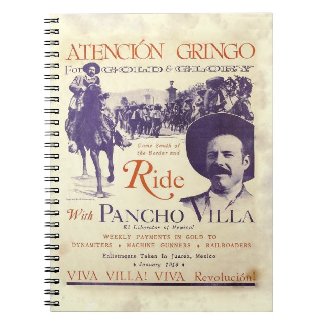 Caderno Espiral Pancho Villa 🔥 General mexicano Herói (Frente)