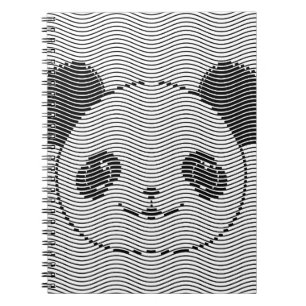 Caderno Espiral Panda Bear Face On Wave Patterno
