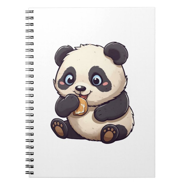 Caderno Espiral Panda comendo um biscoito (Frente)