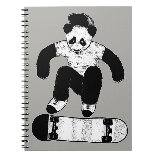 Caderno Espiral Panda de Skate (Frente)