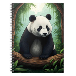 Caderno Espiral Panda em Vegetação Exuberante