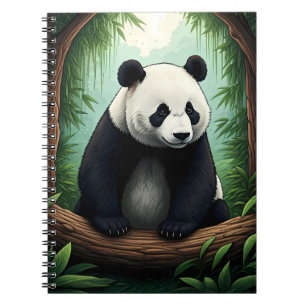 Caderno Espiral Panda em Vegetação Exuberante