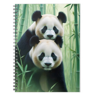 Caderno Espiral Panda Exposição Dupla Natureza Animal Arte Selvage