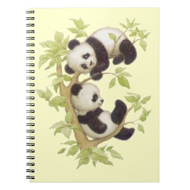 Caderno Espiral Panda que joga em uma árvore (Frente)