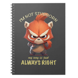Caderno Espiral Panda Vermelha Não sou Teimosa, meu jeito é sempre