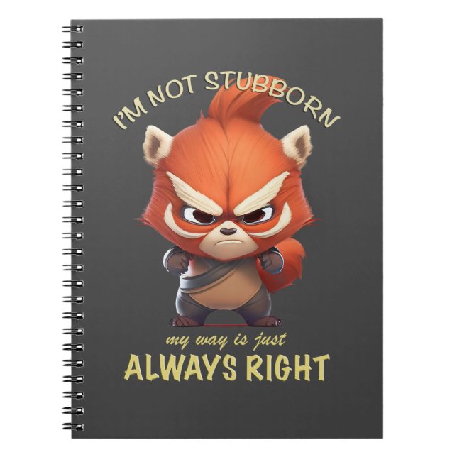 Caderno Espiral Panda Vermelha Não sou Teimosa, meu jeito é sempre (Frente)