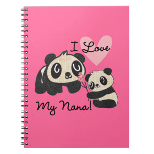 Caderno Espiral Pandas eu amo minha Nana