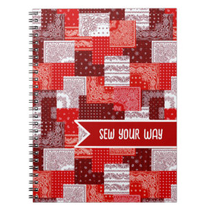 Caderno Espiral Pano de Quilting Personalizado com Remendo de Band