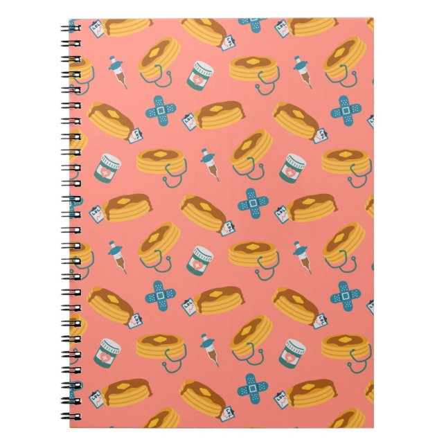 Caderno Espiral Panquecas Cor-de-Rosa de Doutor (Frente)