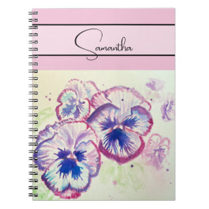Caderno Espiral Pânsias cor-de-água cor-de-rosa pânsias Flores