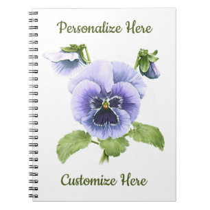 Caderno Espiral Pansies roxos