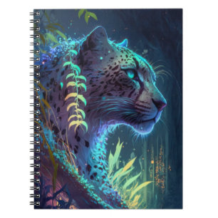 Caderno Espiral Pantera Retrato Animal Pintura Vida Selvagem Exter