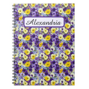 Caderno Espiral Panteras pequenas roxas e amarelas personalizadas