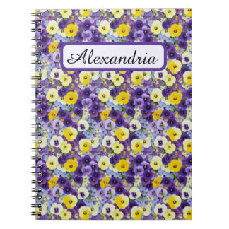 Caderno Espiral Panteras pequenas roxas e amarelas personalizadas