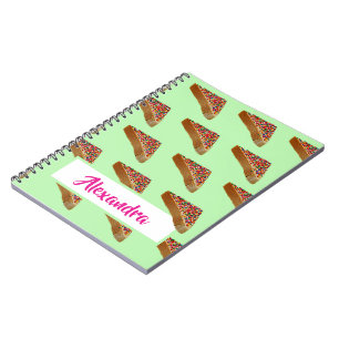 Caderno Espiral Pão de Fada Verde do Pastel Moderno Monograma.