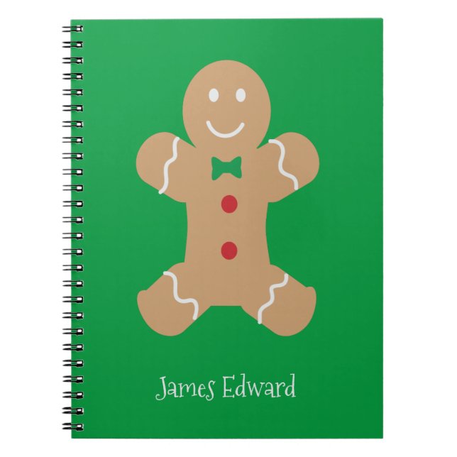 Caderno Espiral Pão de Natal com nome personalizado (Frente)