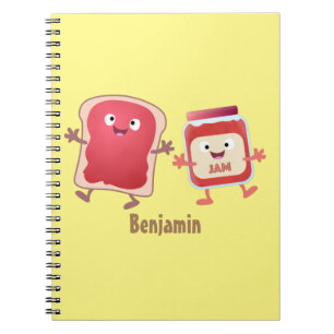 Caderno Espiral Pão engraçado e personagens de desenho animados de