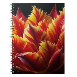 Caderno Espiral Papagaio Tulip Floral Vermelho e Amarelo