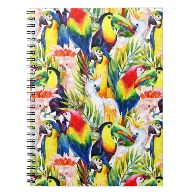 Caderno Espiral Papagaios E Folhas De Palma (Frente)