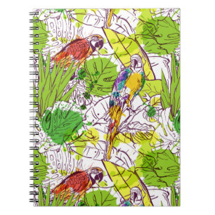Caderno Espiral Papagaios tropicais