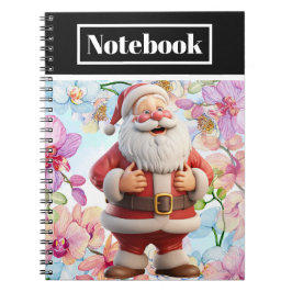 Caderno Espiral Papai Noel Caprichoso Fofo com Floral
