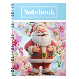 Caderno Espiral Papai Noel Caprichoso Fofo com Floral