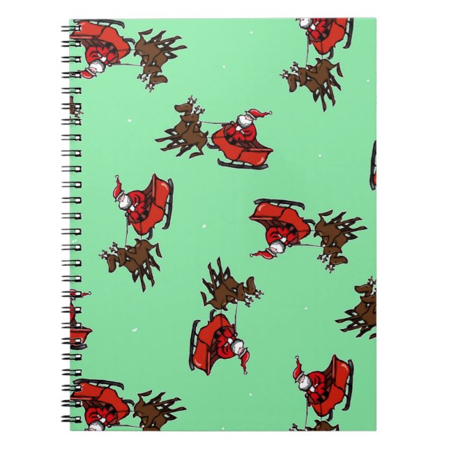 Caderno Espiral Papai Noel com sorriso verde (Frente)