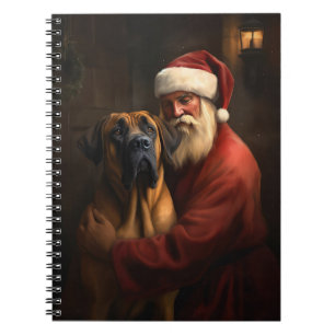 Caderno Espiral Papai Noel do Ridgeback da Rodésia Natal Festivo