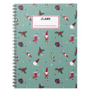 Caderno Espiral Papai Noel e seus presentes. Nome personalizado