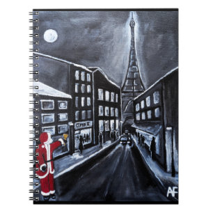Caderno Espiral Papai Noel em Paris Pintura de Alfred Fox