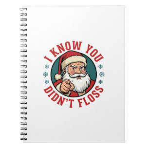 Caderno Espiral Papai Noel Engraçado Não Usou Fio Dental Dentista 
