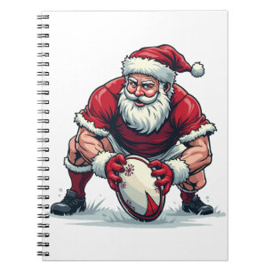 Caderno Espiral Papai Noel Jogando Futebol Fantasia Jogador de Nat