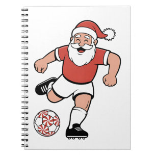 Caderno Espiral Papai Noel Jogando Futebol Natal Jogador Esporte