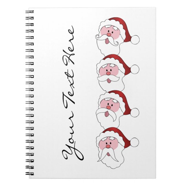 Caderno Espiral Papai noel Mustaches notebook personalizado (Frente)