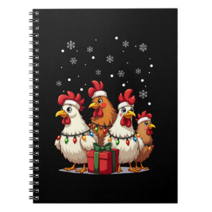 Caderno Espiral Papais noeis de frango à luz do Natal Engraçados