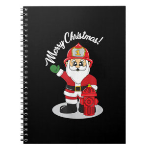 Caderno Espiral Papais noeis de inverno de Bombeiros