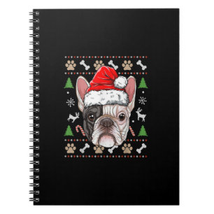 Caderno Espiral papais noeis de natal de buldogue francês com ess