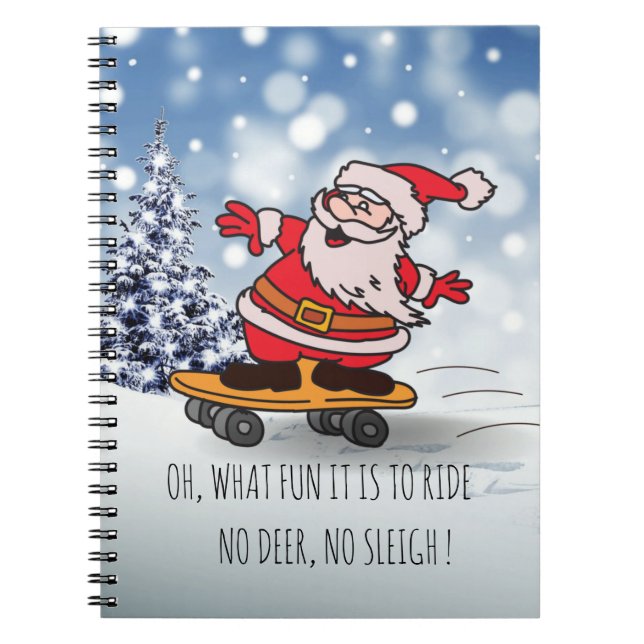 Caderno Espiral Papais noeis engraçados no skate para o Natal das  (Frente)