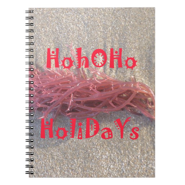 Caderno Espiral Papais noeis HoHo Feliz Natal das cores da praia (Frente)