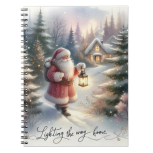 Caderno Espiral Papais noeis Lanterna Passear de inverno Cena de A