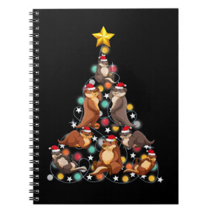 Caderno Espiral Papais noeis Otters Árvore de Natal Engraçado Nata