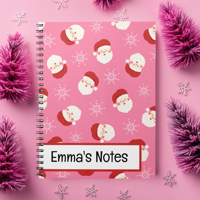 Caderno Espiral Papais noeis rosa 2 (Pink Santa Notebook)