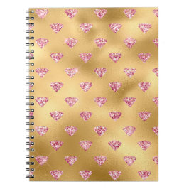 Caderno Espiral Papel alumínio dourado e diamantes de brilho glam 