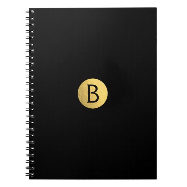 Caderno Espiral Papel alumínio preto (qualquer cor) Monograma mode (Frente)